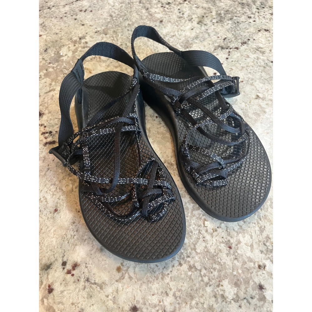 Chaco Z Cloud X2 Sandals Womens 9 Black White Double Strap Toe Loop Hiking Shoes